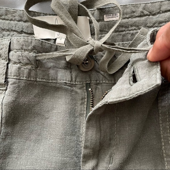 Joie.  100% Linen, Lagenlook, front pockets, wide leg, Sage.  Size  4 - Picture 7 of 7